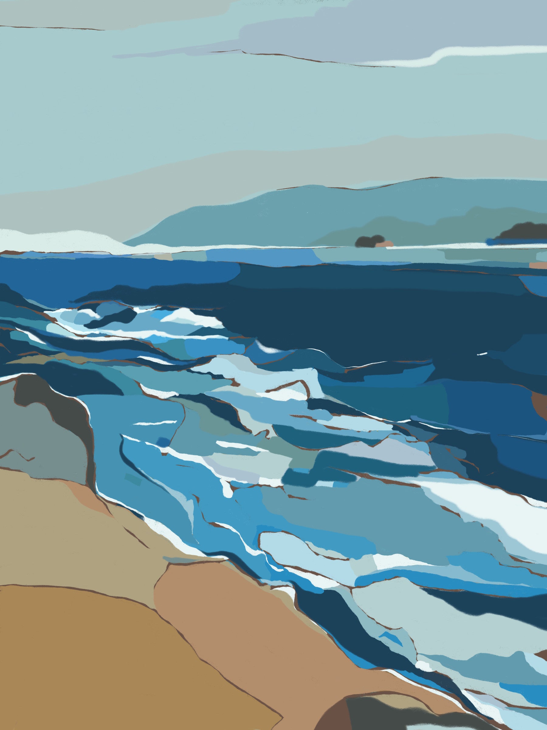 Abstract Ocean Blues Wall Mural