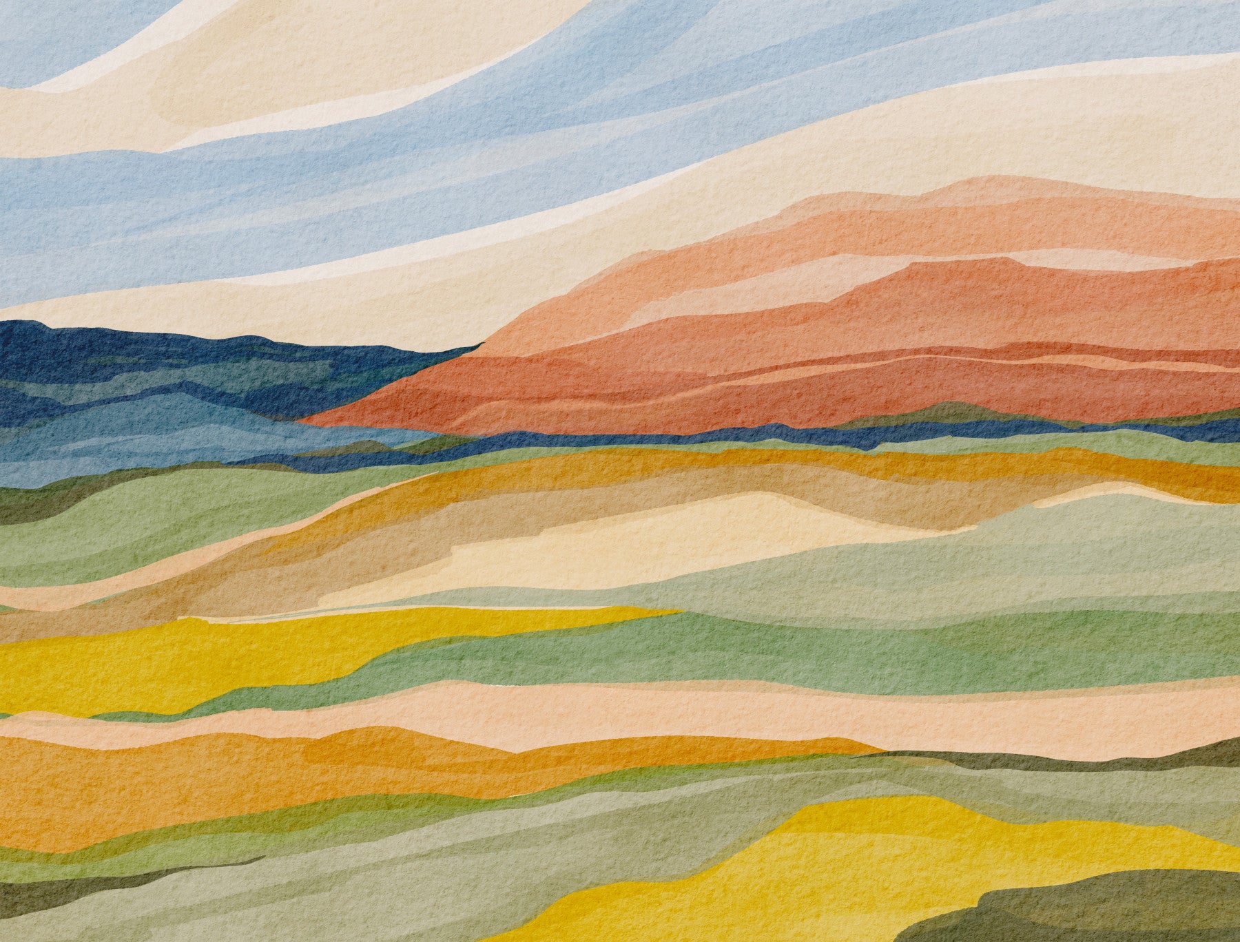 Sunset Over the Hills Wall Mural