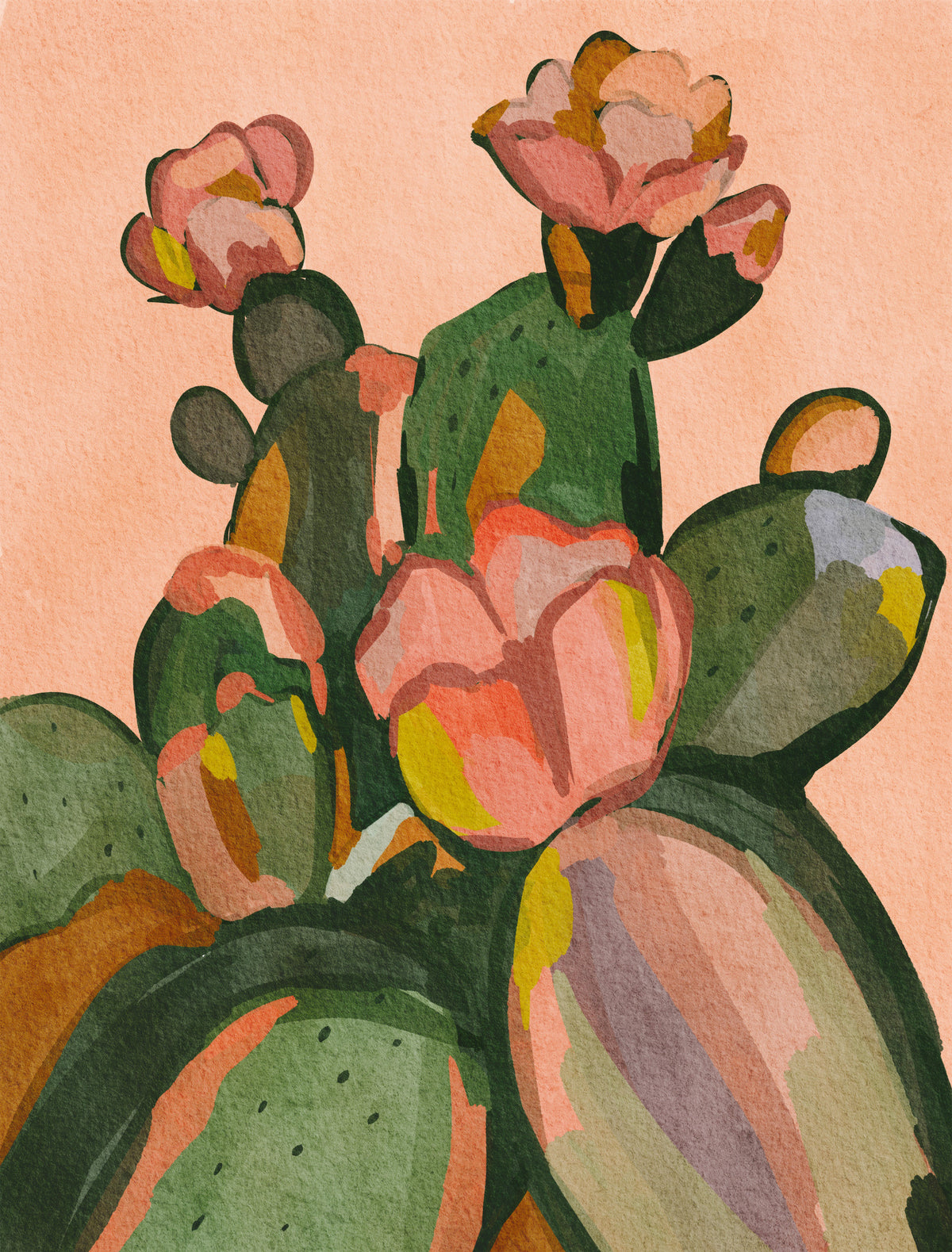 Cactus Blossom Abstract Wall Mural in your room