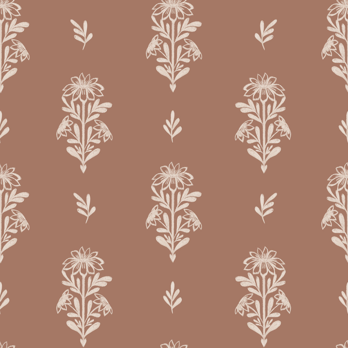 Subtle Terracotta Floral Wallpaper⁠