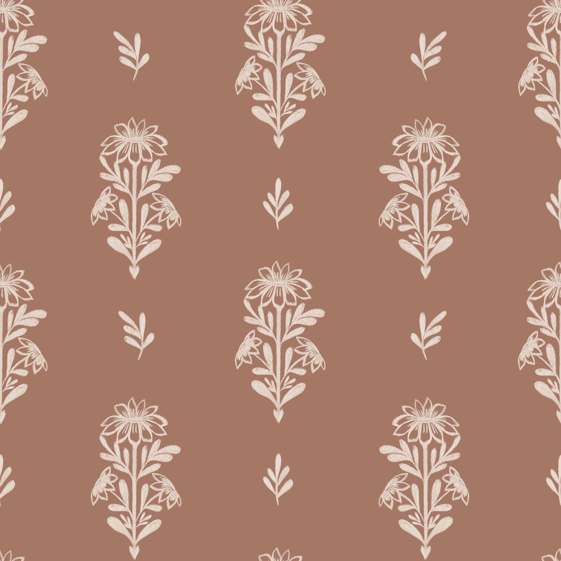 Subtle Terracotta Floral Wallpaper⁠ in your room — zoomed