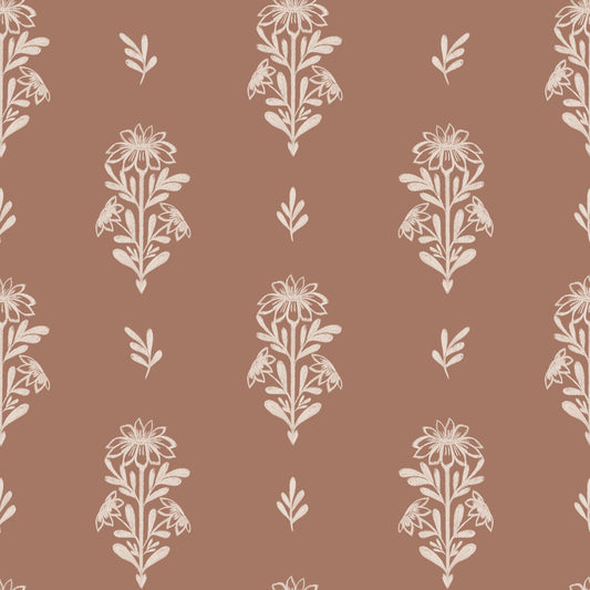 Subtle Terracotta Floral Wallpaper⁠