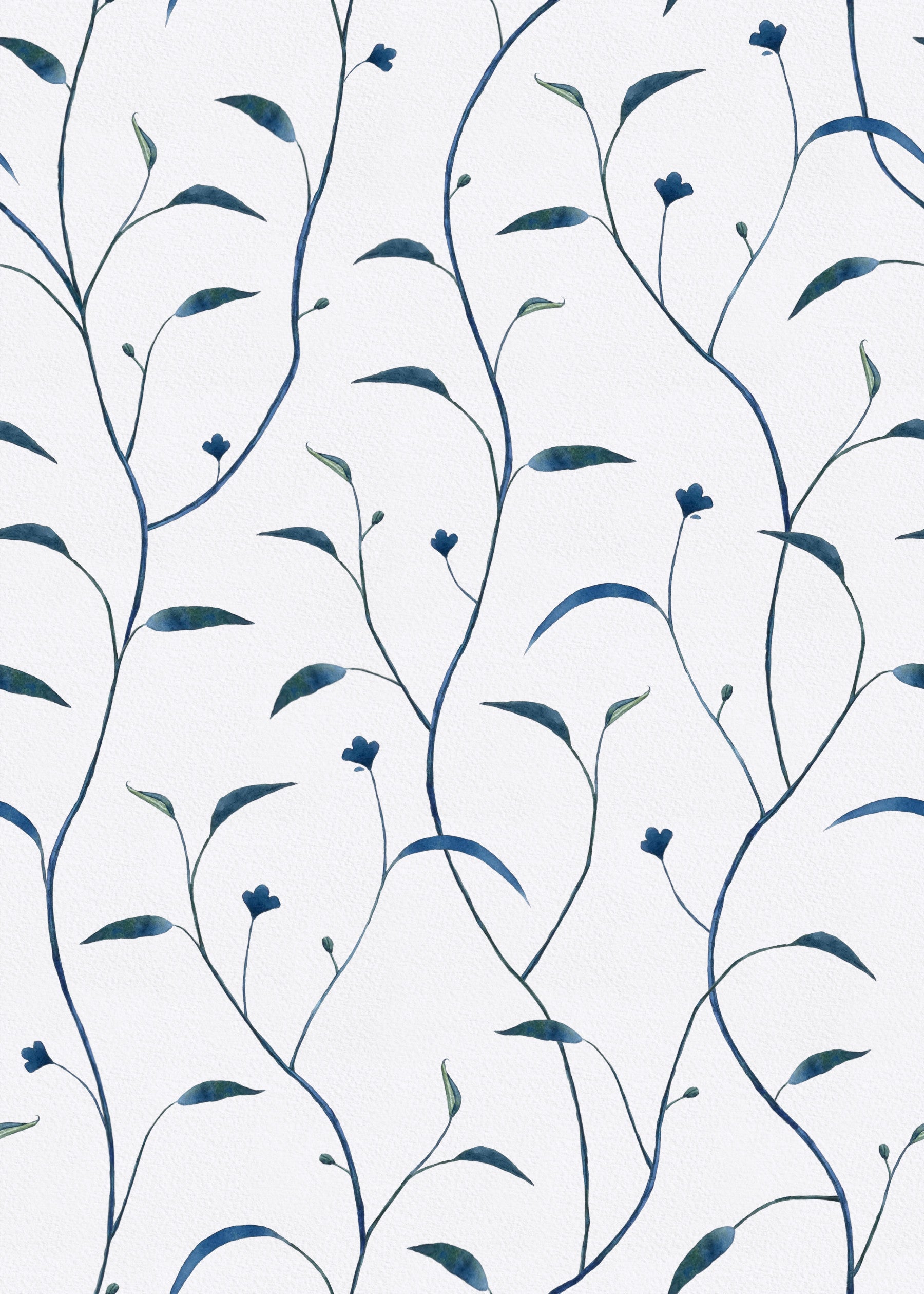 Sprout & Vine - Indigo + Green Wallpaper⁠
