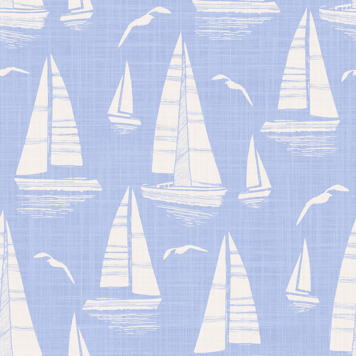 Seaside Regatta With Seagulls Sky Blue Wallpaper⁠ in your room — zoomed