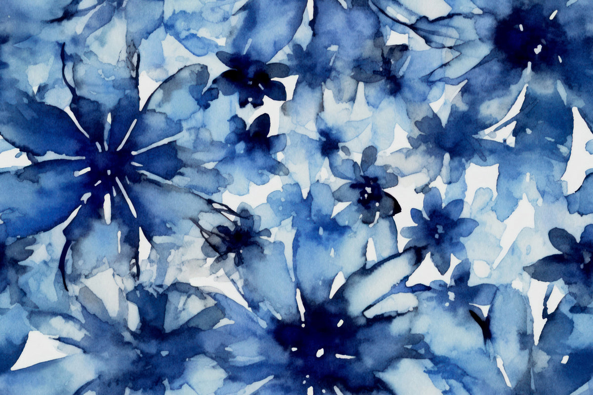 Indigo Bloom Wall Mural in your room — zoomed