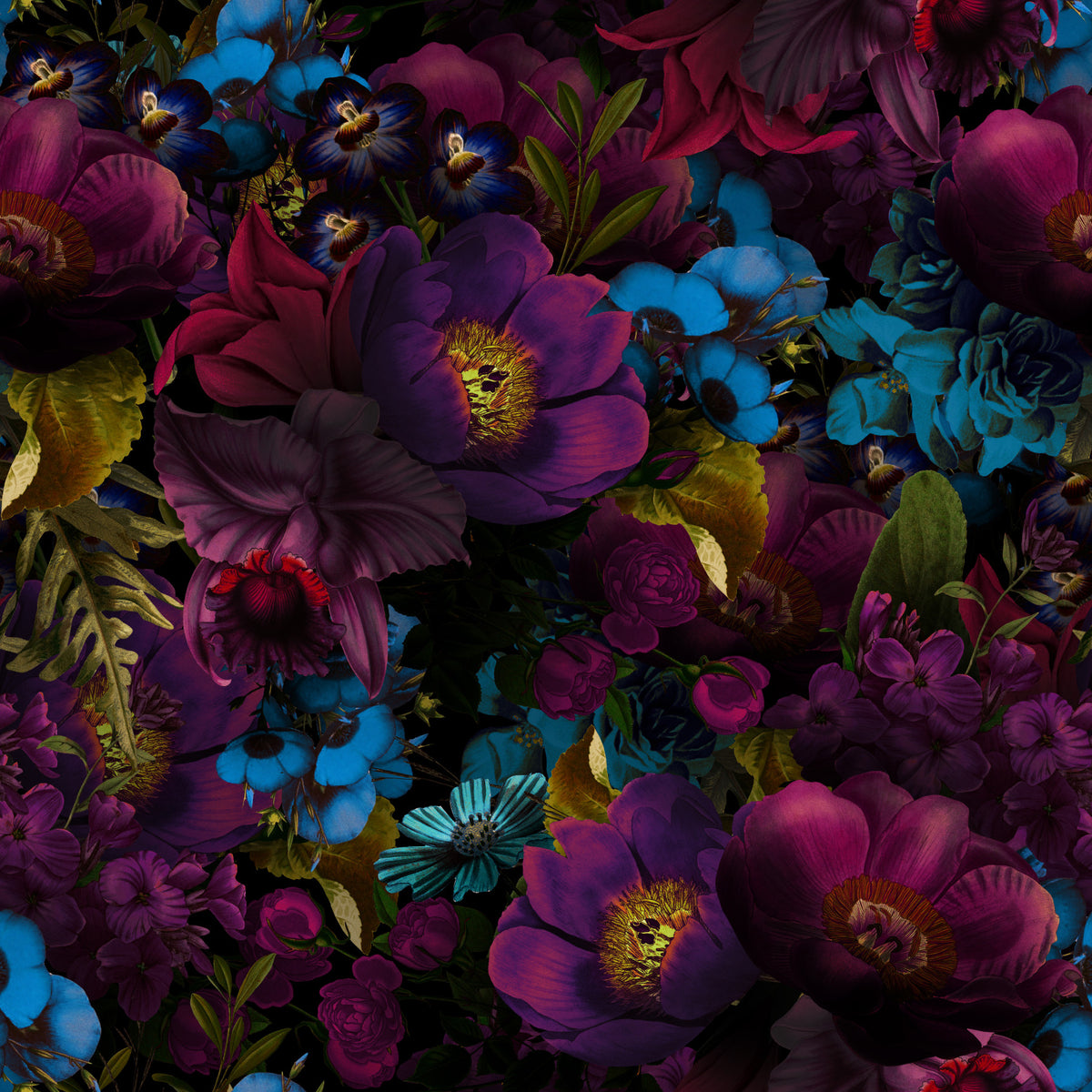 Grandmillennial Dramatic Glamour Heritage Gothic Dark Moody Florals 3 Wallpaper⁠ in your room — zoomed