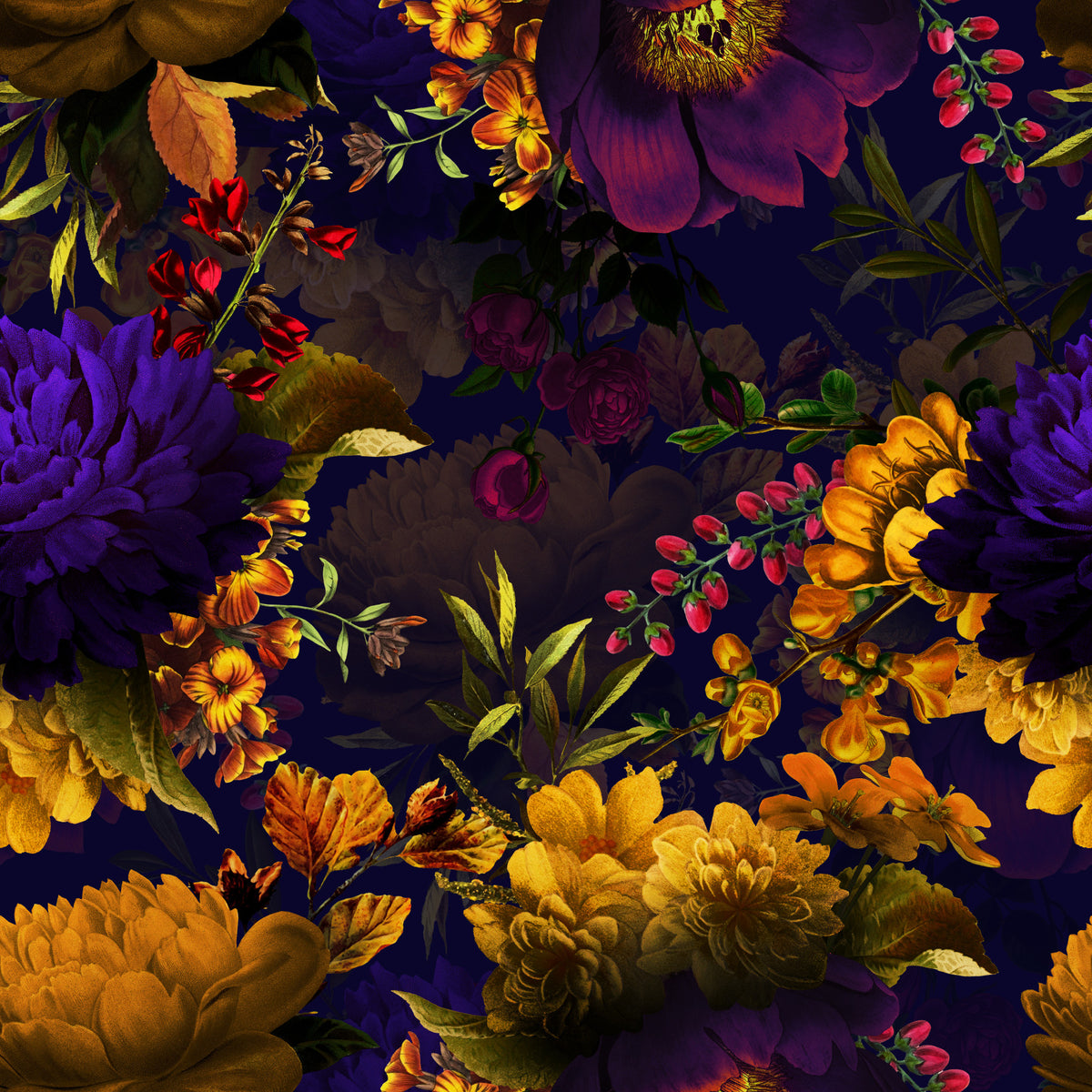 Grandmillennial Dramatic Glamour Heritage Gothic Dark Moody Florals 6 Wallpaper⁠ in your room — zoomed