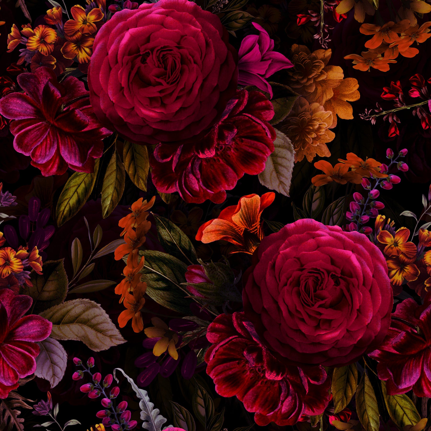 Grandmillennial Dramatic Glamour Heritage Gothic Dark Moody Florals 7 Wallpaper⁠ in your room — zoomed