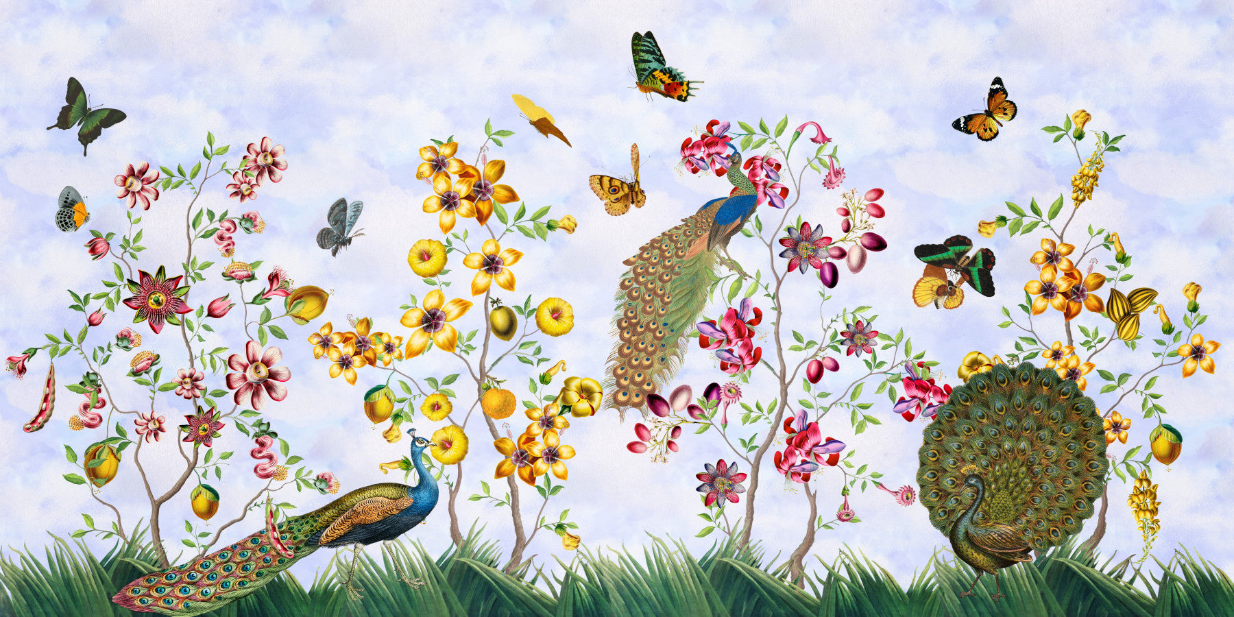 Enchanted Vintage Peacocks Garden Wall Mural