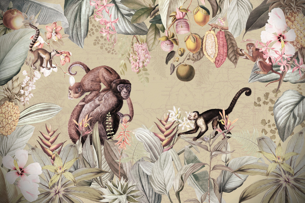 Botanical Vintage Expedition Wall Mural in your room