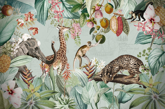 Whispers of the Wild A Tropical Vintage Expedition Wall Mural