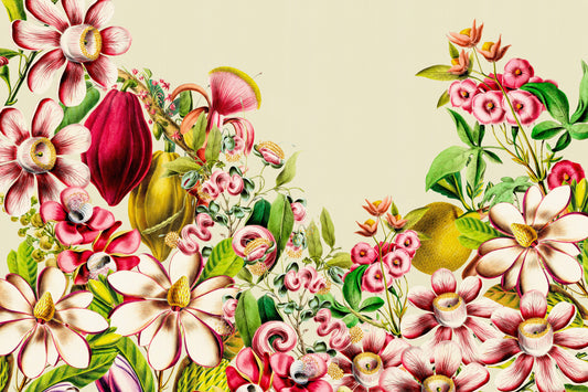 Crimson & Cream Vintage Garden Wall Mural