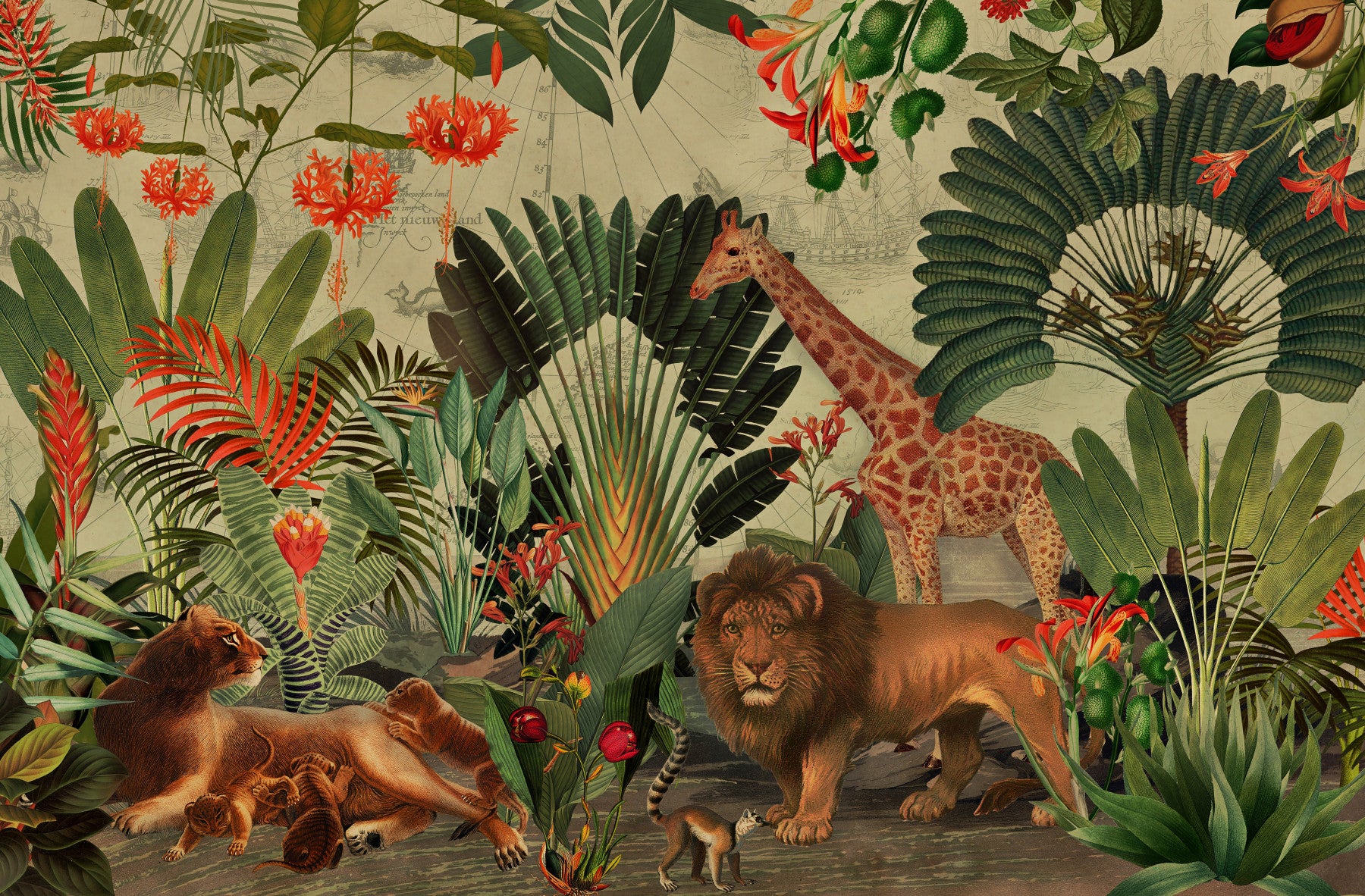 Vintage Explorer's Dream Wall Mural