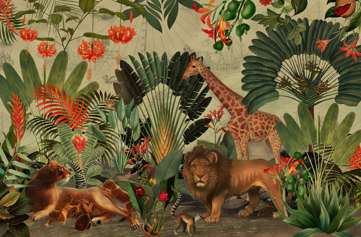 Vintage Explorer's Dream Wall Mural in your room — zoomed