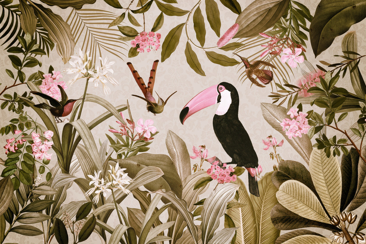 Enchanted Jungle Oasis Wall Mural in your room — zoomed
