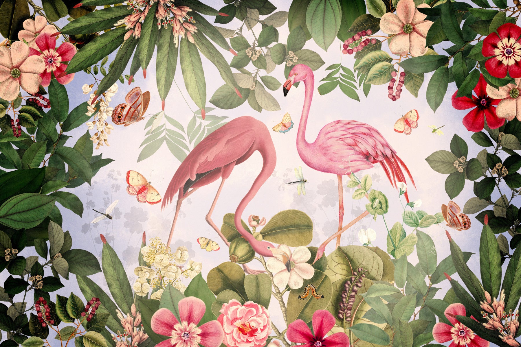Botanical Flamingo Dream Wall Mural