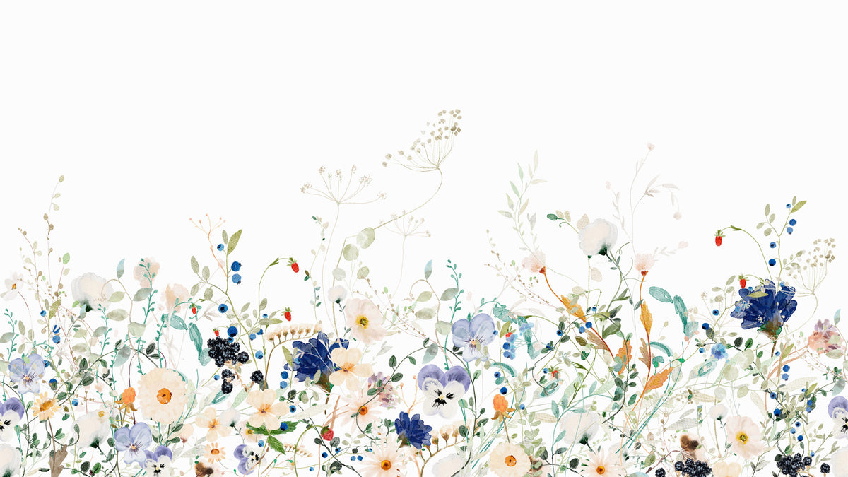 Watercolor Wildflower Meadow Wall Mural in your room