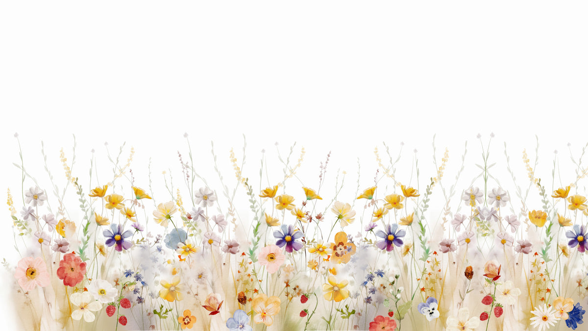 Whimsical Wildflower Meadow Wall Mural in your room — zoomed