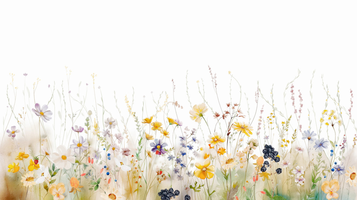 Watercolor Wildflower Meadow 2 Wall Mural in your room — zoomed