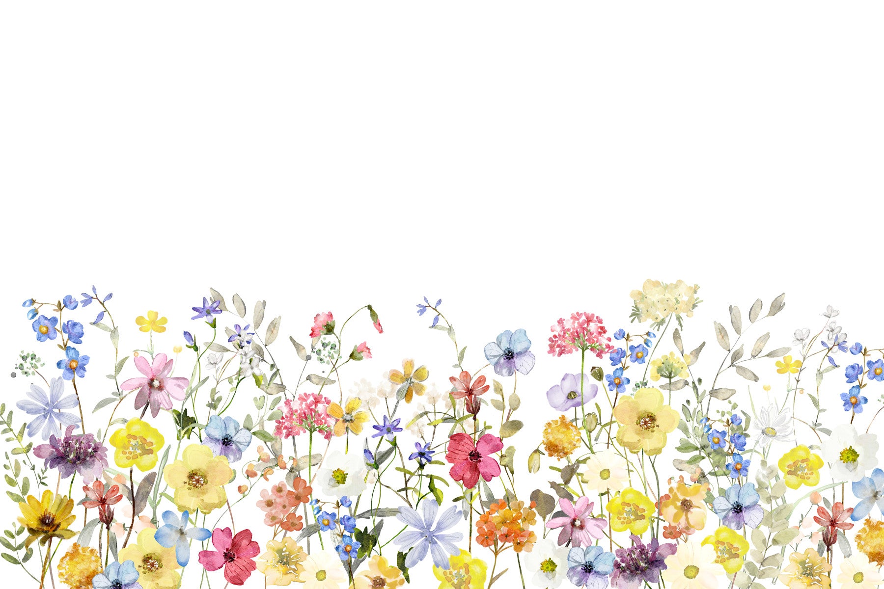 Watercolor Wildflower Meadow 1 Wall Mural