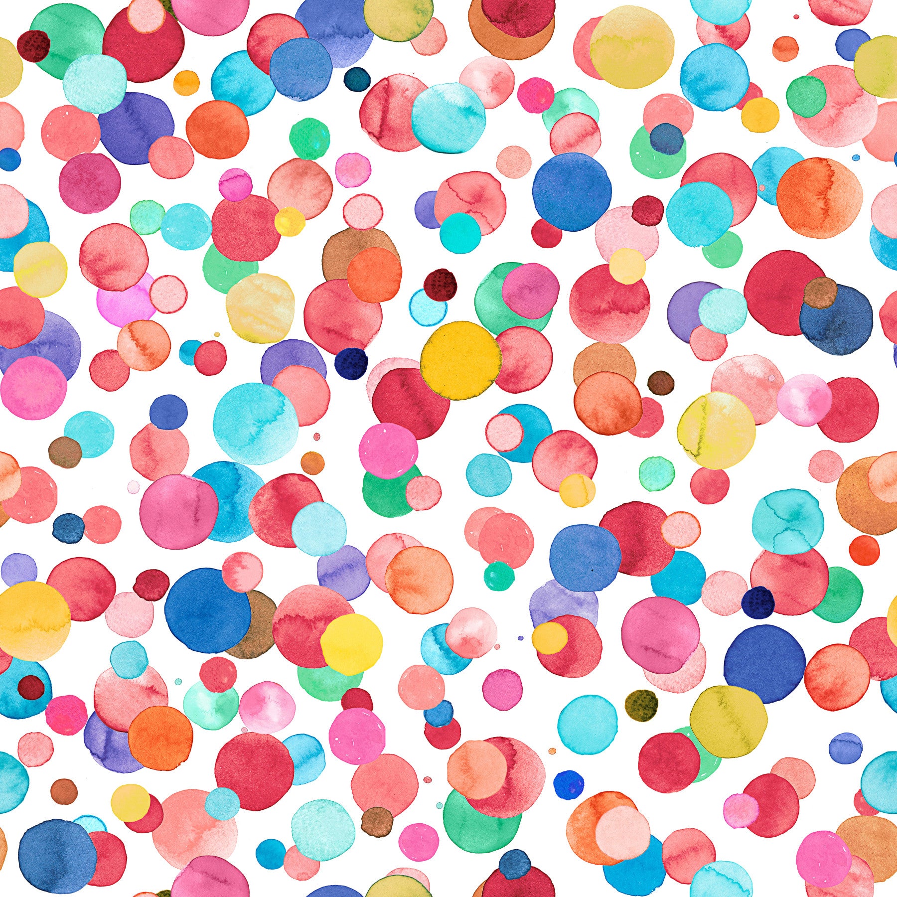 Polka Dots Watercolor Multicolor Wallpaper with soft colorful dots.

