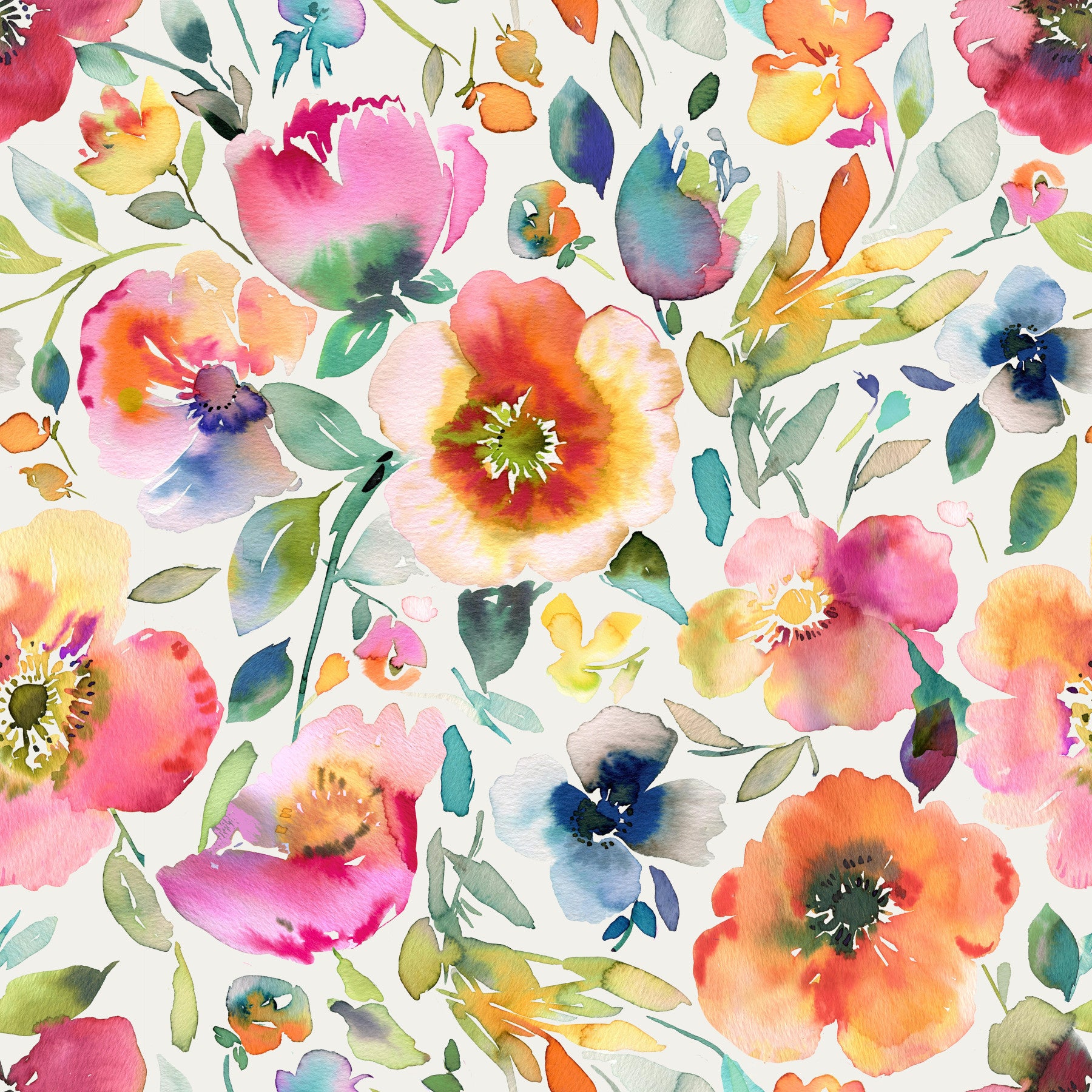 Psychedelic Spring Poppies Vintage Orange Wallpaper⁠