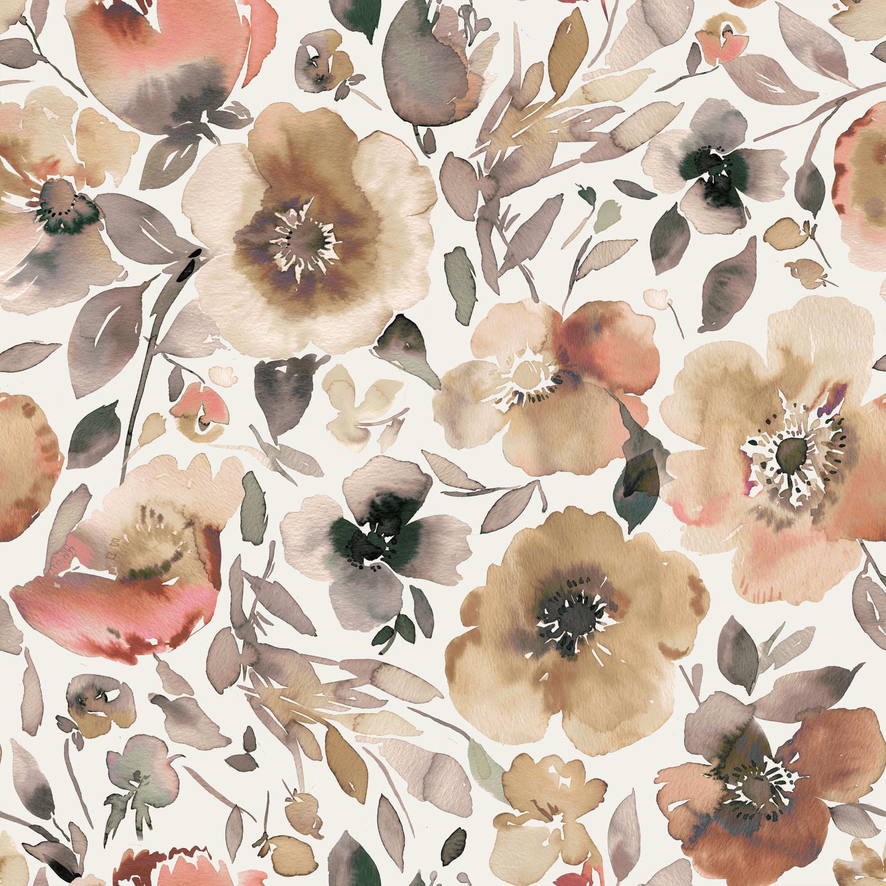 Psychedelic Spring Poppies Vintage Rustic Wallpaper⁠
