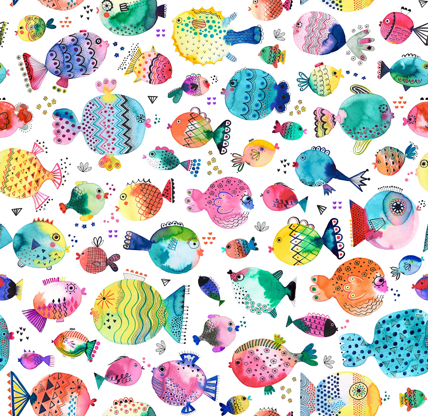 Puffer Fishes Sea Ocean Kids Wallpaper⁠ in your room — zoomed