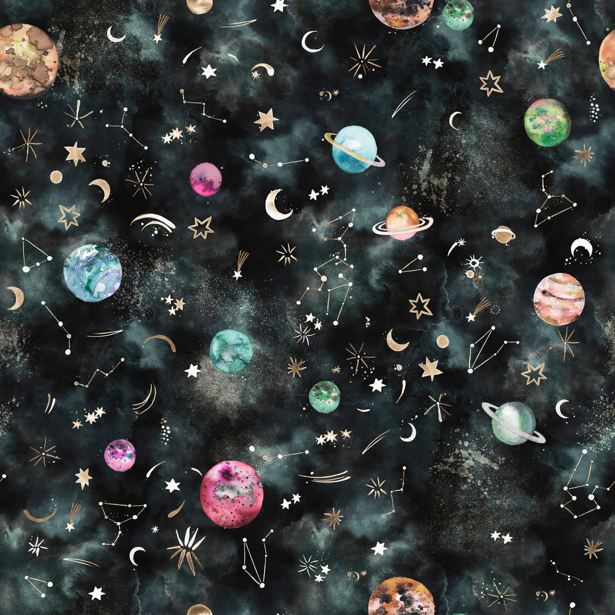 Space Galaxy Astronomy Constelations Planets Blue Wallpaper⁠ in your room — zoomed