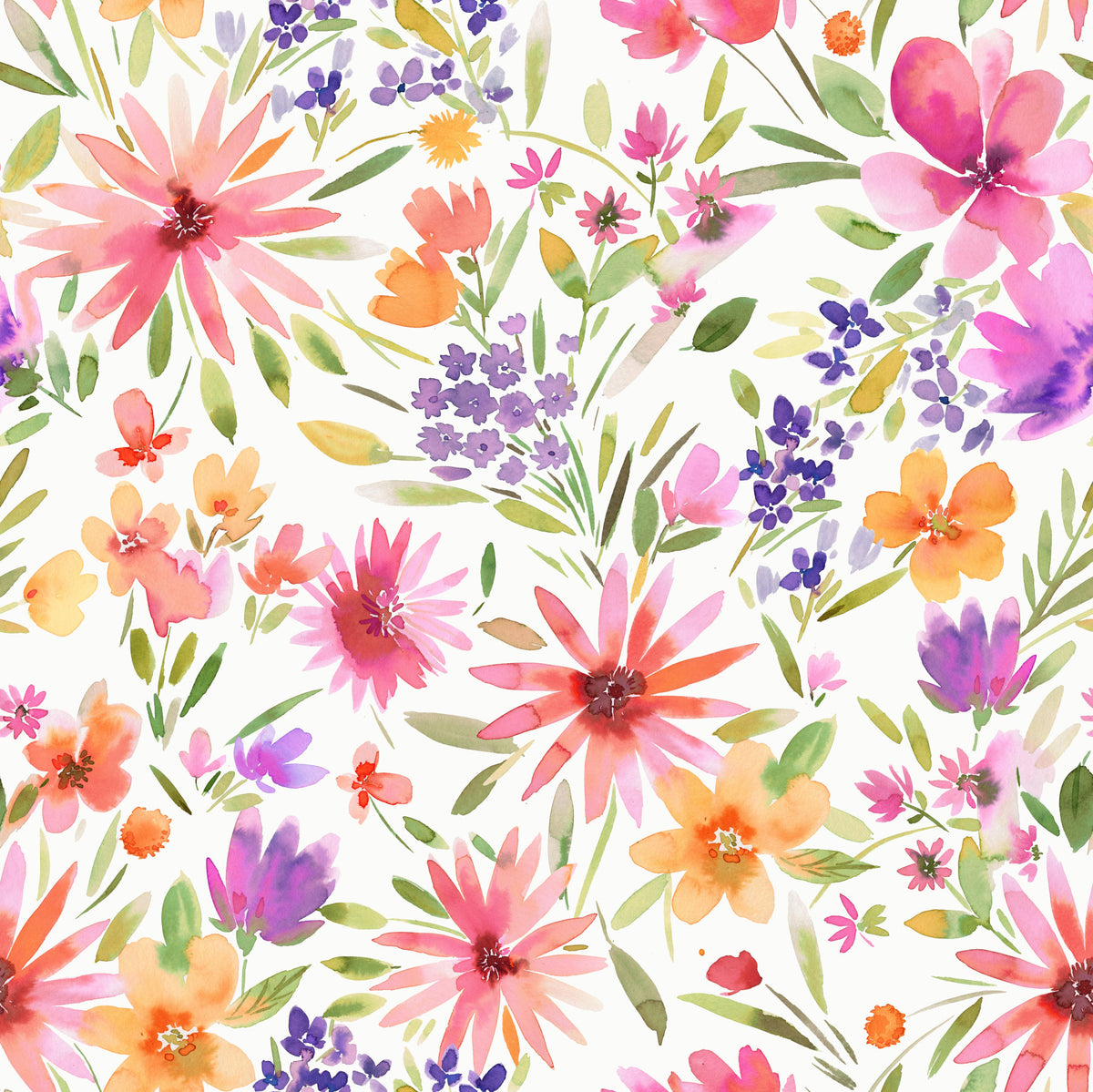 Spring Floral Dahlia Garden Nature Whimsical Wallpaper⁠ in your room