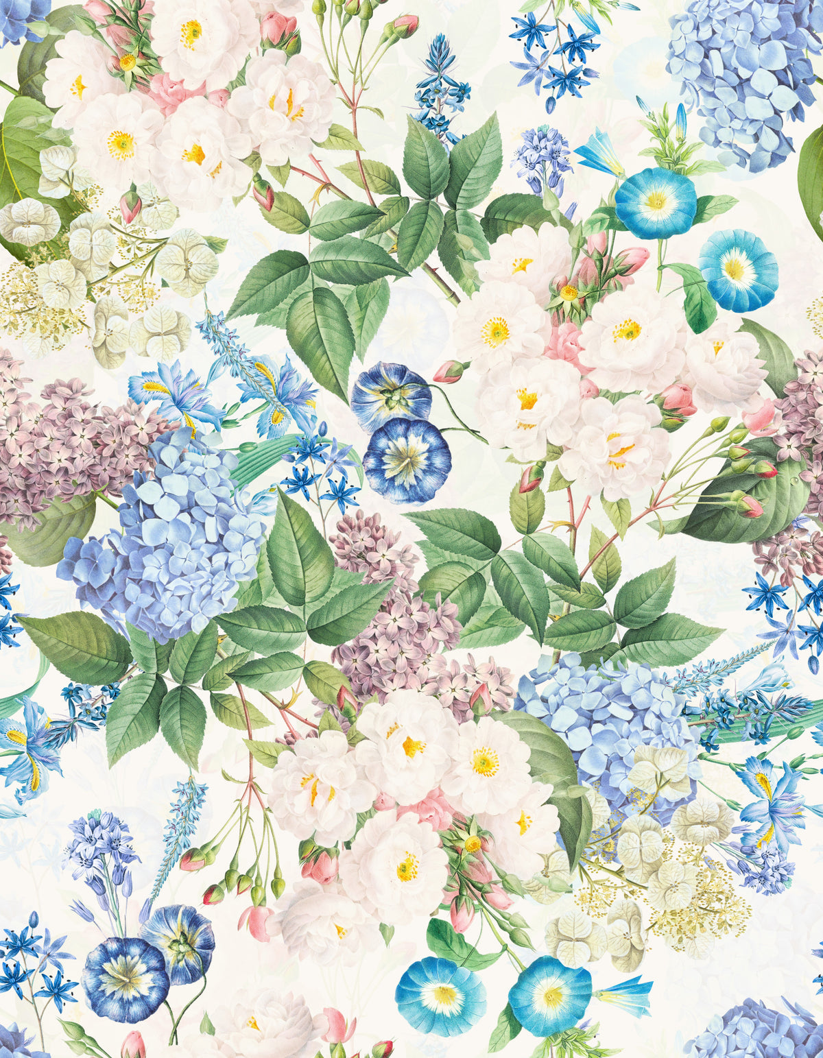 Romantic Rose & Hydrangea Dreams Wallpaper⁠ in your room — zoomed