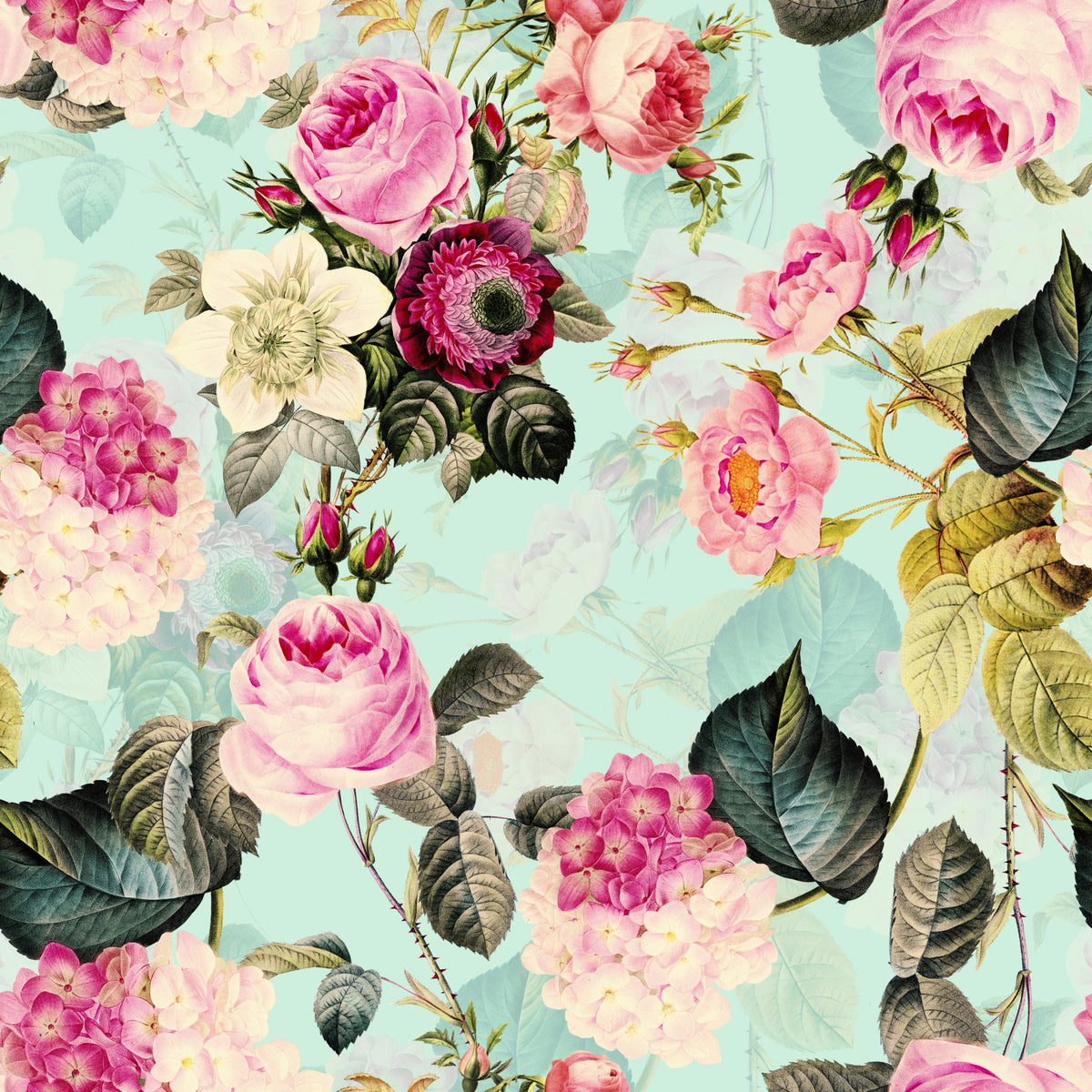 Vintage Rose Garden Rhapsody Wallpaper⁠ in your room — zoomed