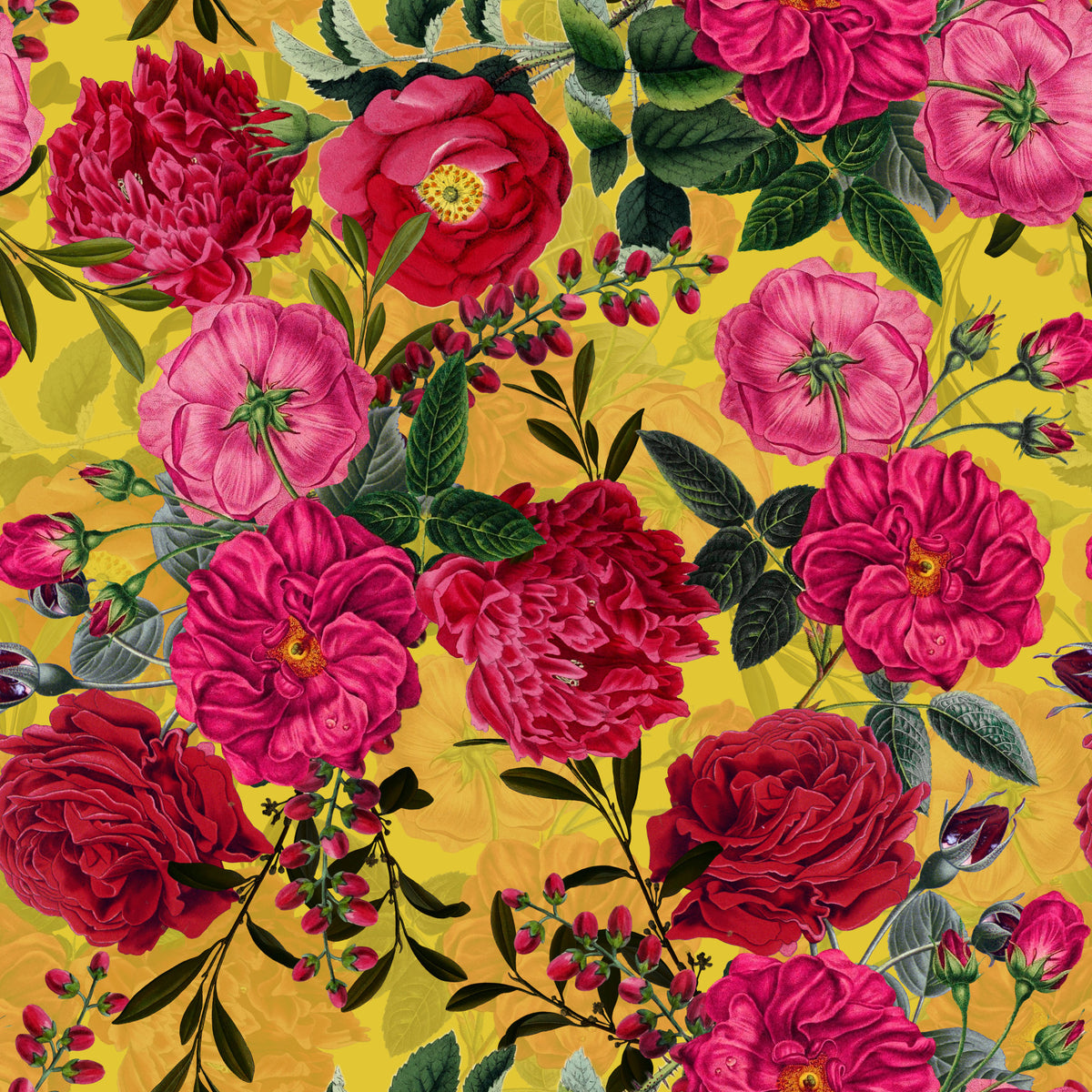 Vibrant Vintage Roses Wallpaper⁠ in your room