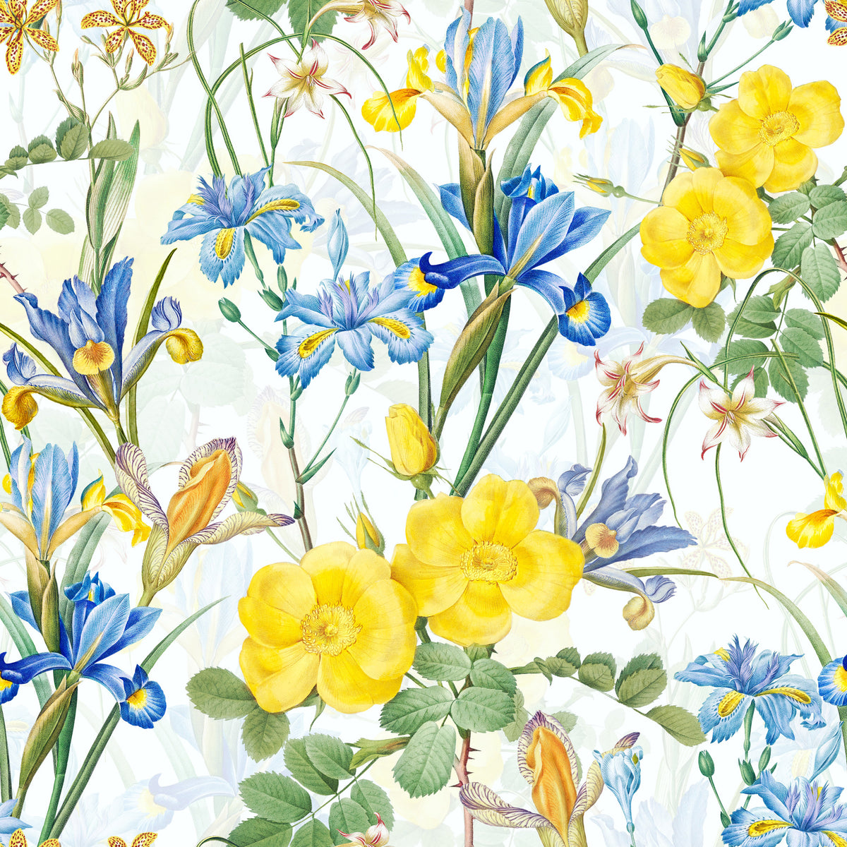 Iris & Rose Garden Wallpaper⁠ in your room — zoomed