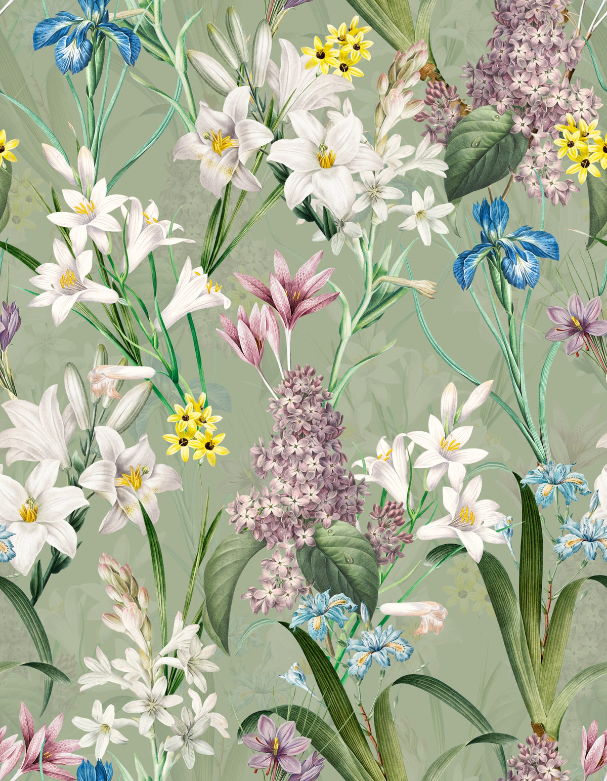 English Garden Escape Wallpaper⁠ in your room — zoomed