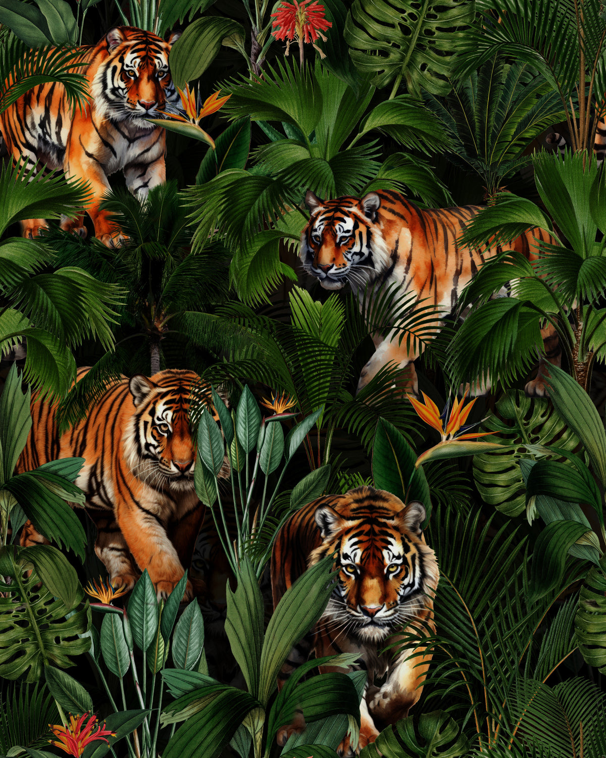 Tiger in Paradise Wallpaper⁠ in your room — zoomed