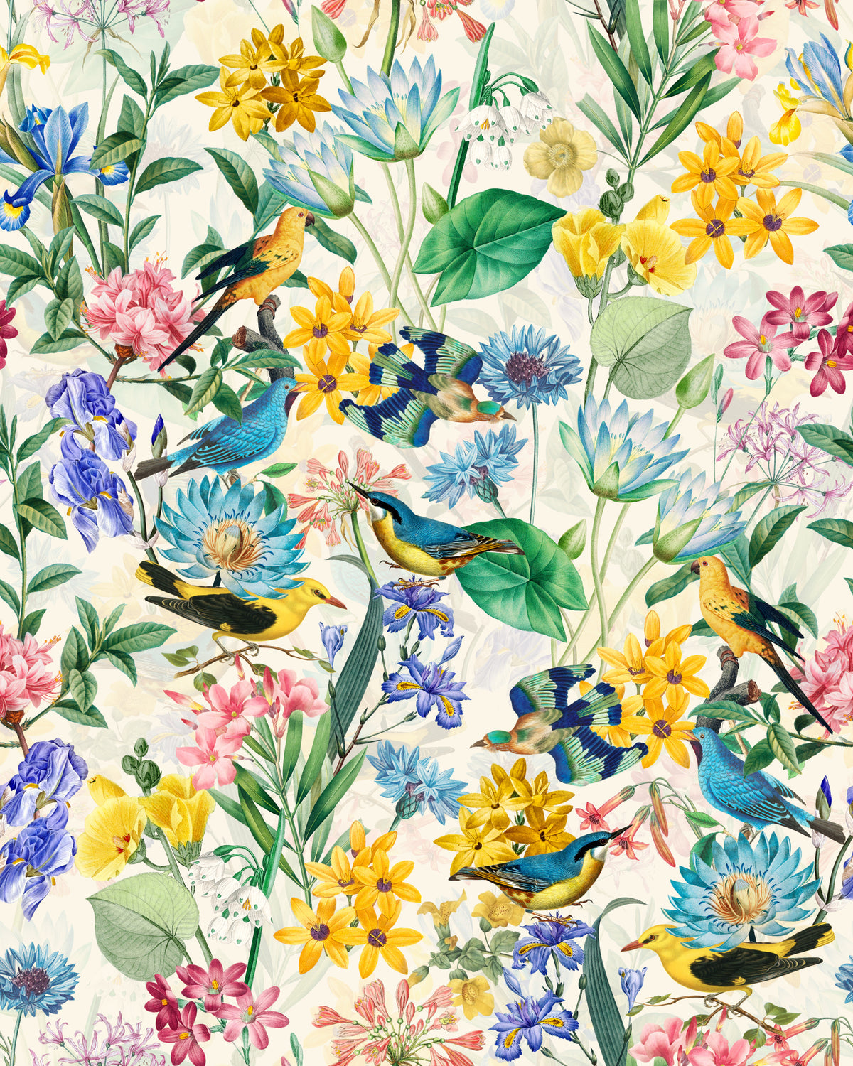 Birds & Blooms Symphony Wallpaper⁠ in your room — zoomed