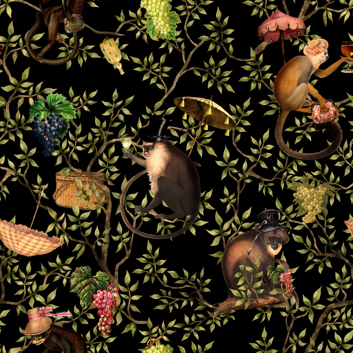 Monkeys & Vines A Whimsical Escape Wallpaper⁠ in your room — zoomed