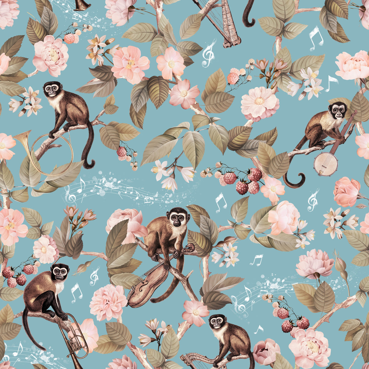 Monkeys & Melodies Wallpaper⁠ in your room — zoomed