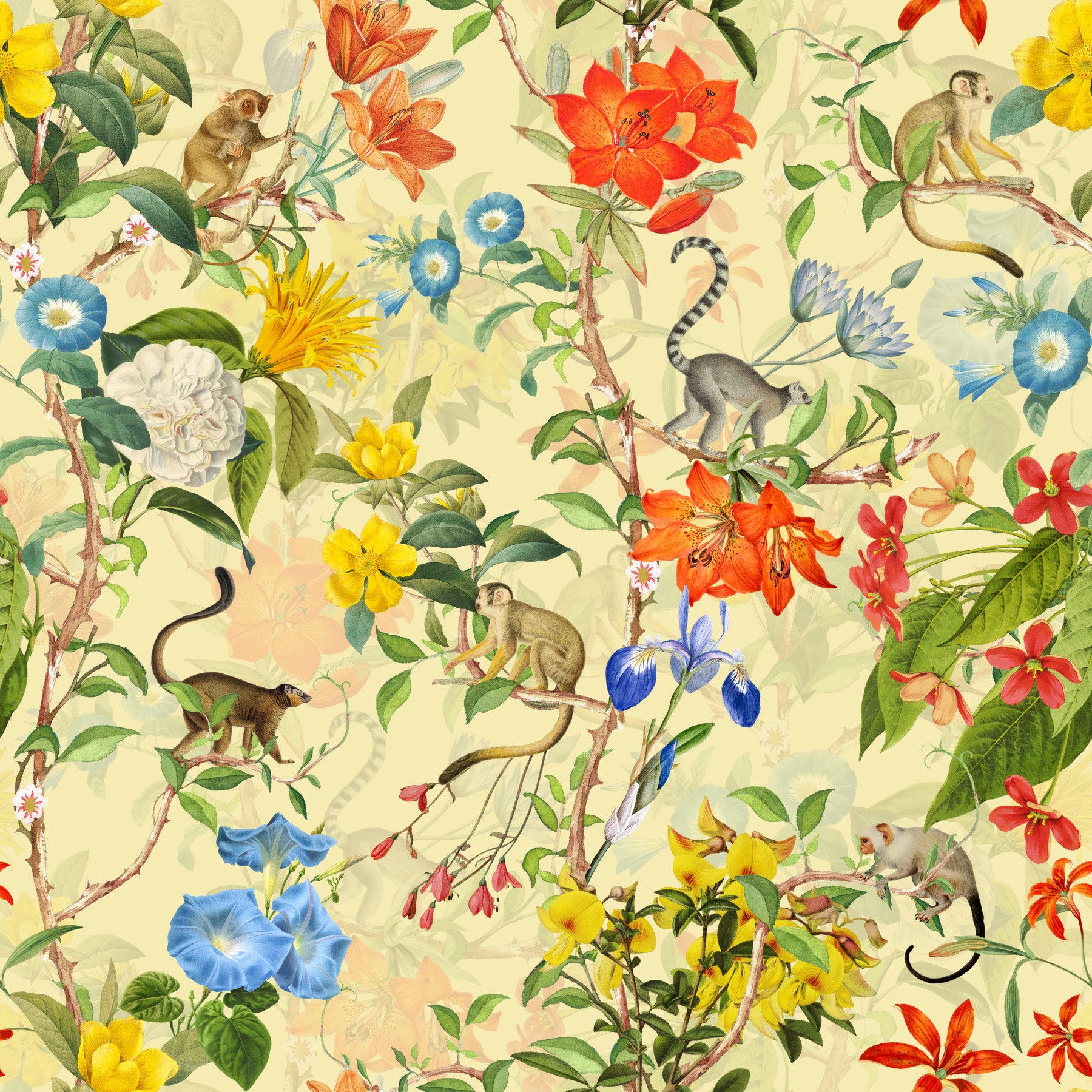 Vintage Primate Paradise Wallpaper⁠ in your room — zoomed
