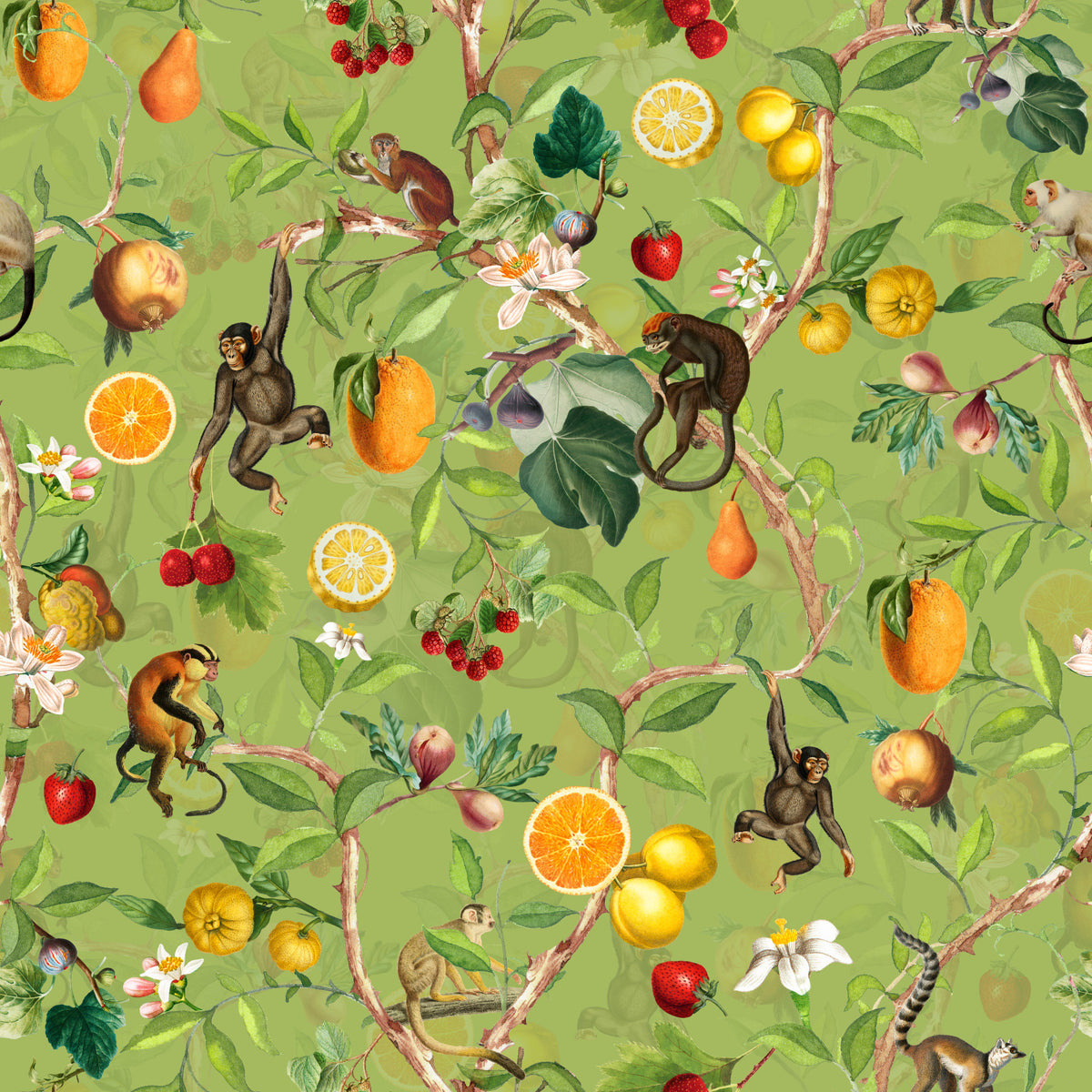 Vintage Primate Paradise 1 Wallpaper⁠ in your room — zoomed