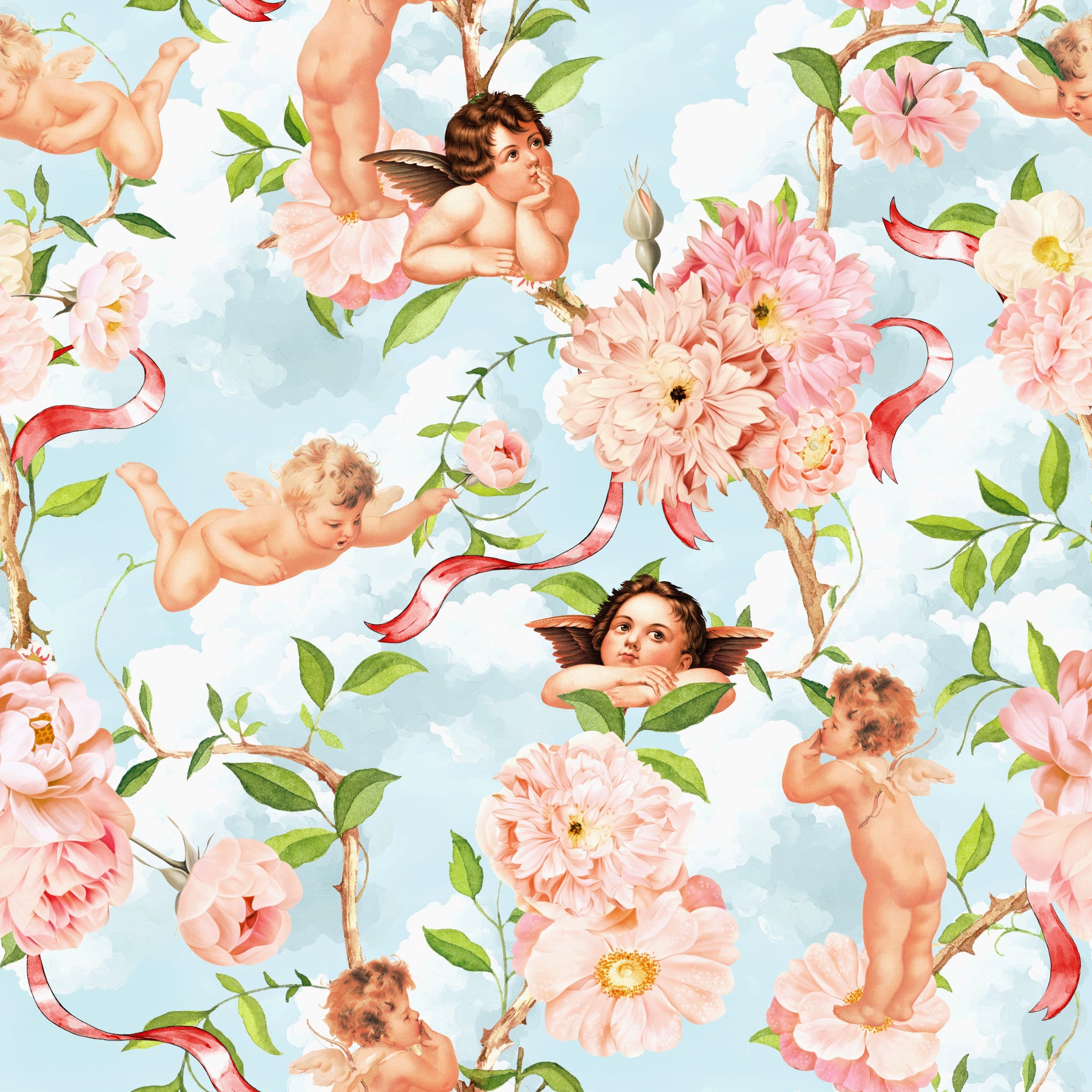 Celestial Cherubs & Blossoms Wallpaper⁠