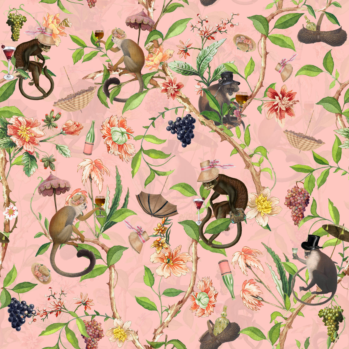 A Primate's Garden Party Wallpaper⁠ in your room — zoomed