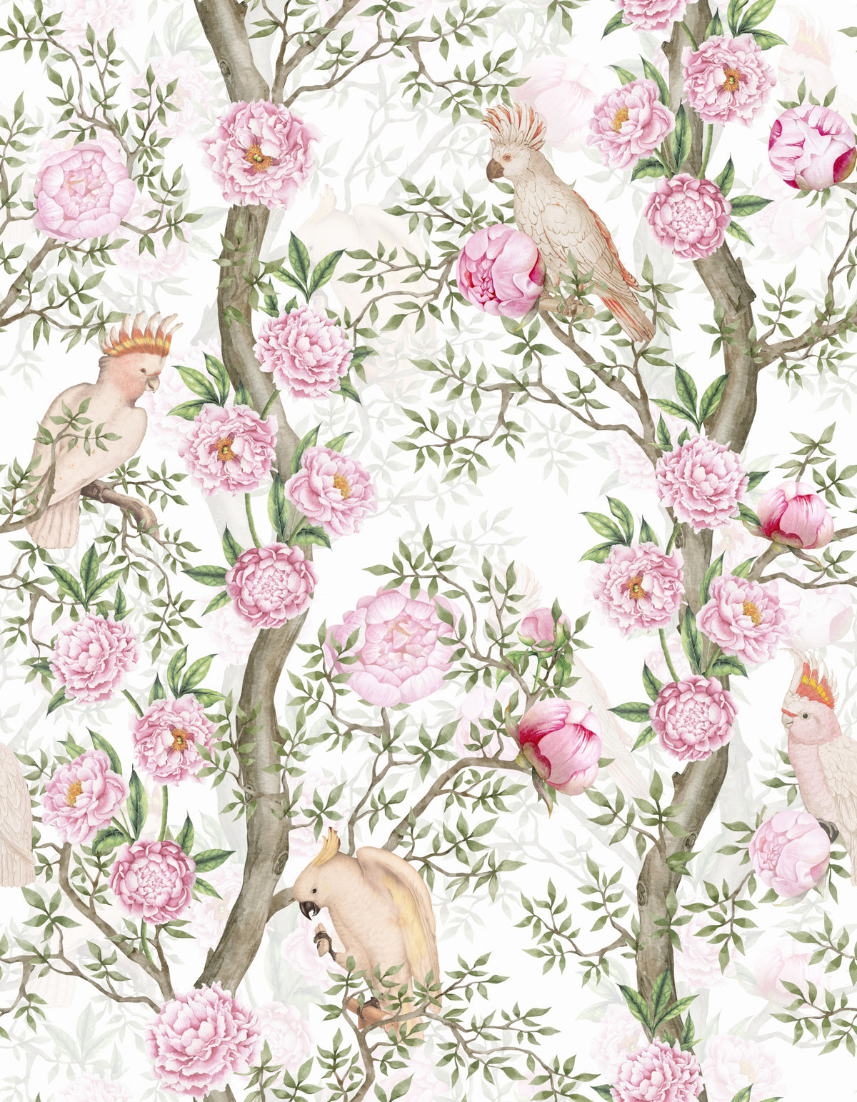 Blush Blossom & Bird Paradise Wallpaper⁠ in your room — zoomed