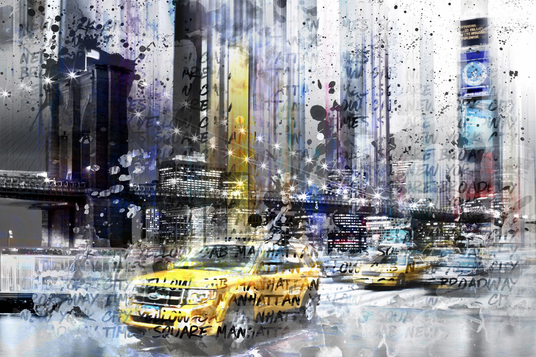 Modern art New York collage wall mural

