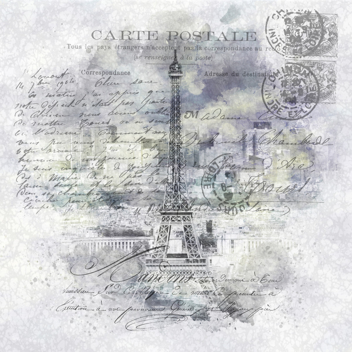 Paris Collage | Overlooking the city from Montparnasse Tower Wall Mural in your room — zoomed