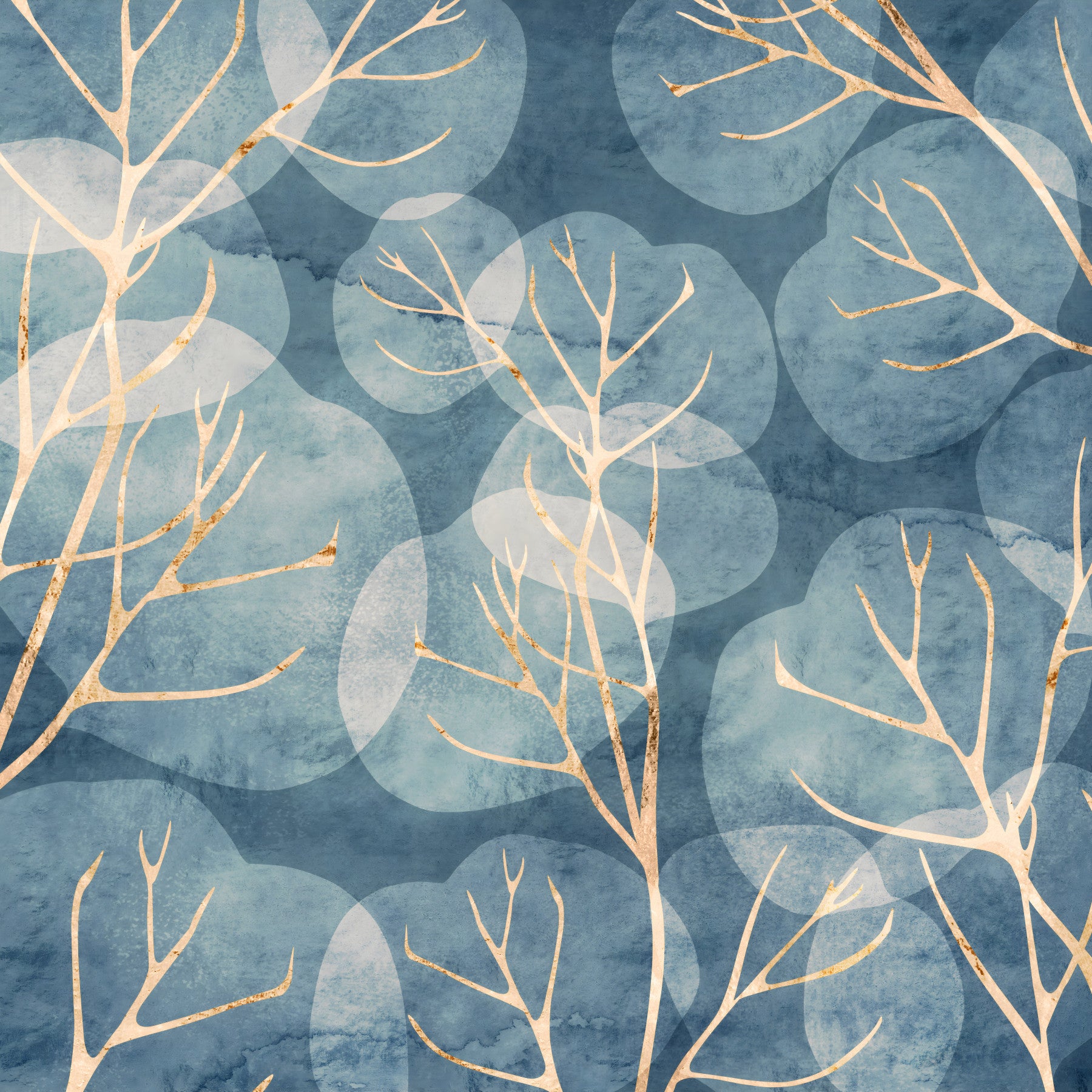 Midwinter Leaf - Cyanotype Wall Mural