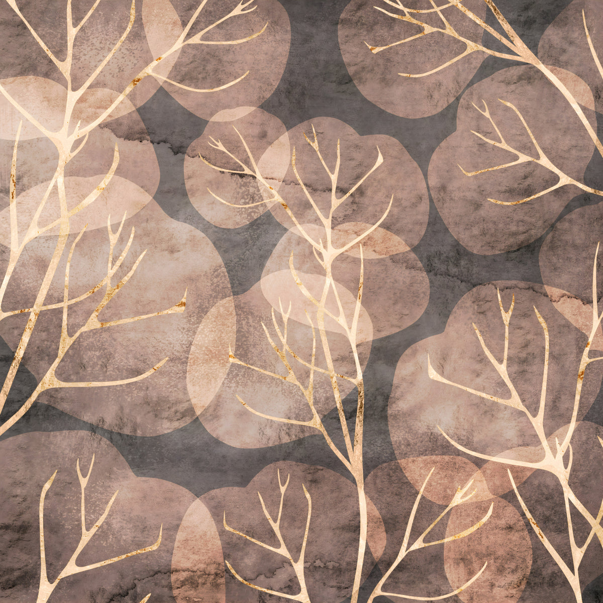 Midwinter Leaf - Sepia Wall Mural in your room — zoomed