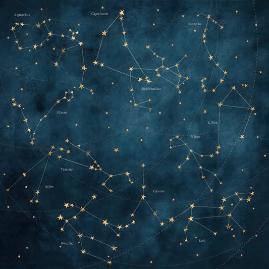 Star Map of Zodiac Constellations Wall Mural