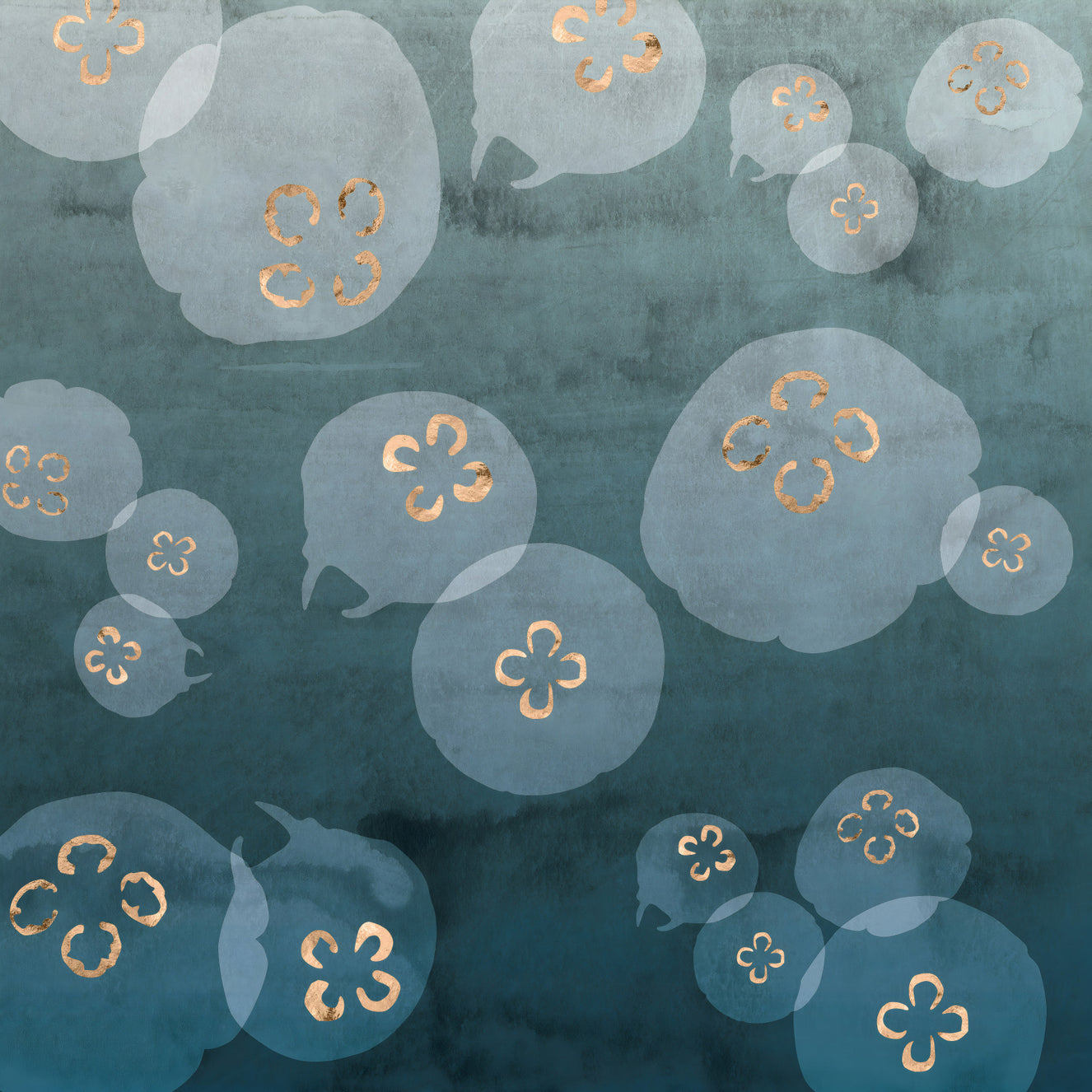 Watercolour Jellyfish - Petrol Wall Mural
